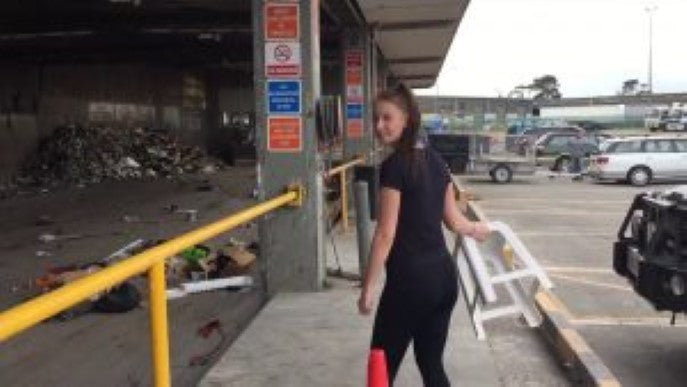 Ceremonial throwing away the shower seat